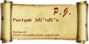 Pavlyak Jónás névjegykártya